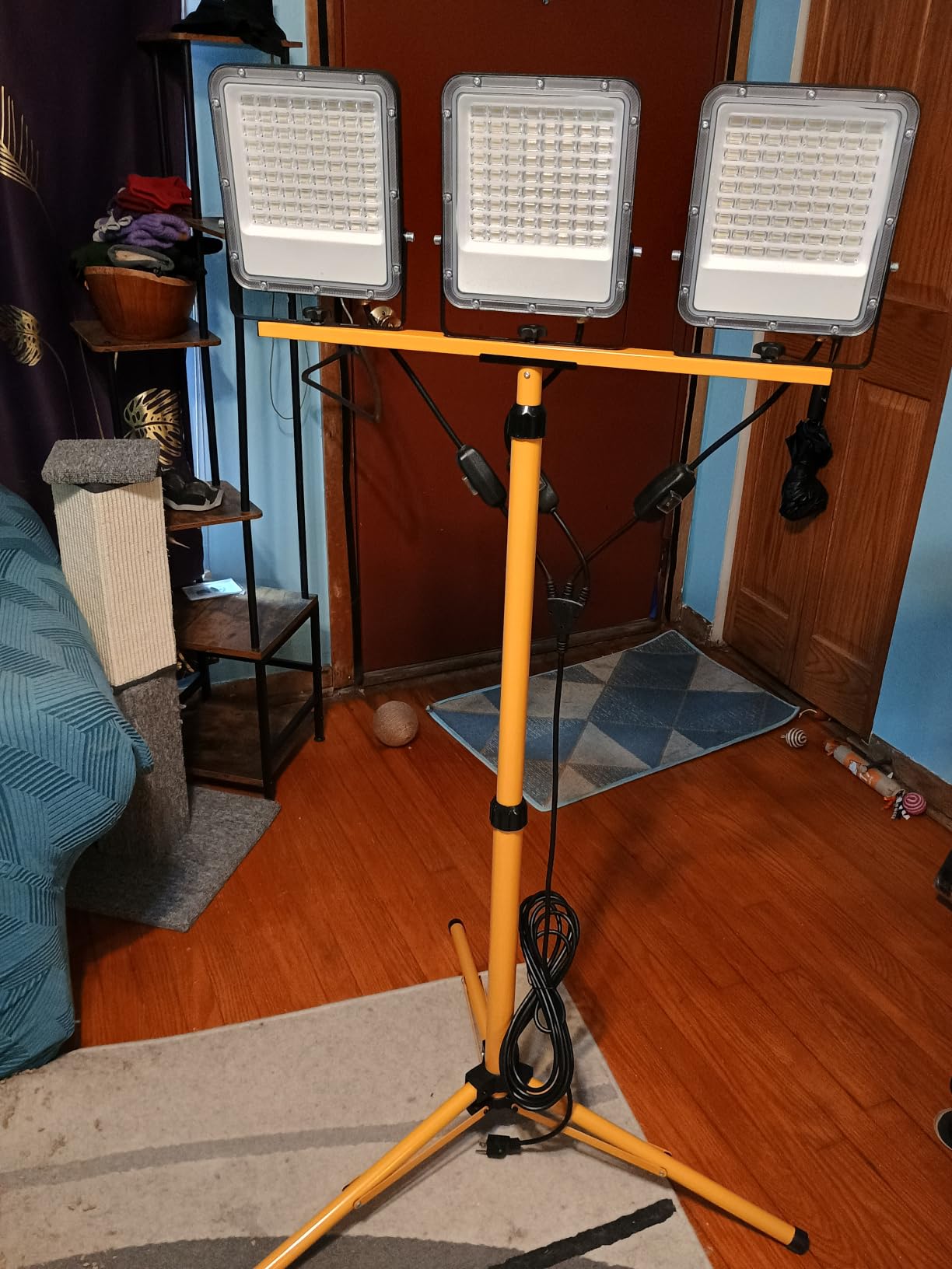50000Lumen LED Work Lights with Stand - 3 Head Portable Work Light with IP65 Waterproof, Adjustable Stand, 16ft Cord for Construction Sites, Garage, Warehouse Lighting - Indoor Outdoor customer photo 2
