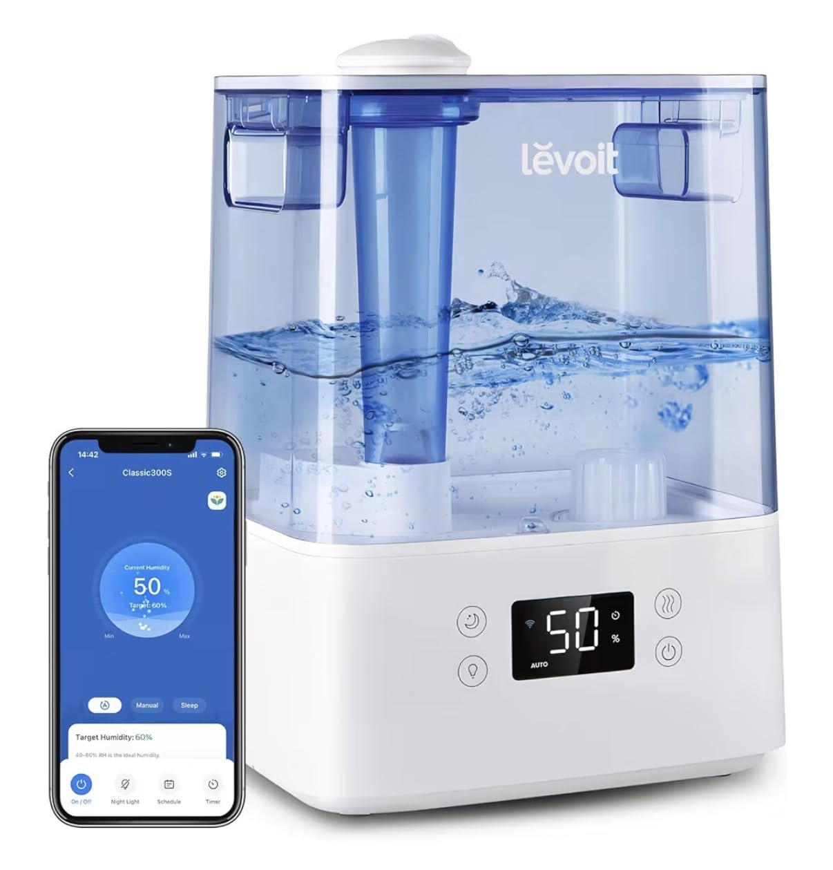 Levoit Humidifiers for Bedroom Large Room, 6.2L Tank, Smart App, Quiet 26dB | Top Fill Cool Mist Humidifier for Baby & Plants, Easy to Clean, 62H Runtime, Essential Oil, Precise Humidity Control customer photo 1