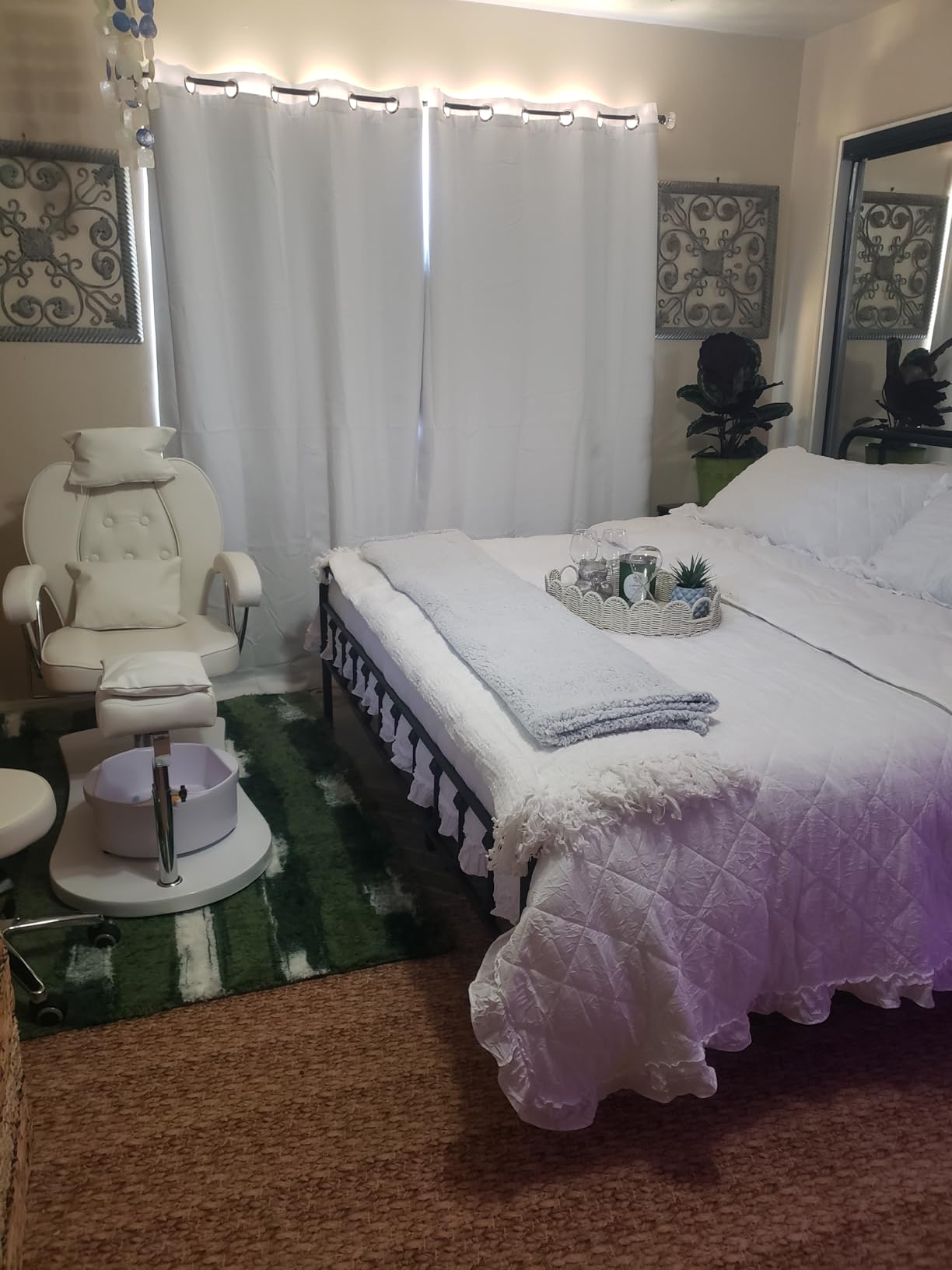Pedicure Chair No Plumbing with Stool & Foot Bath (White) | 360 Swivel Hydraulic Reclining Pedicure Station with Footrest & Ergonomic Headrest for Nail Tech, Spa, Salon customer photo 2