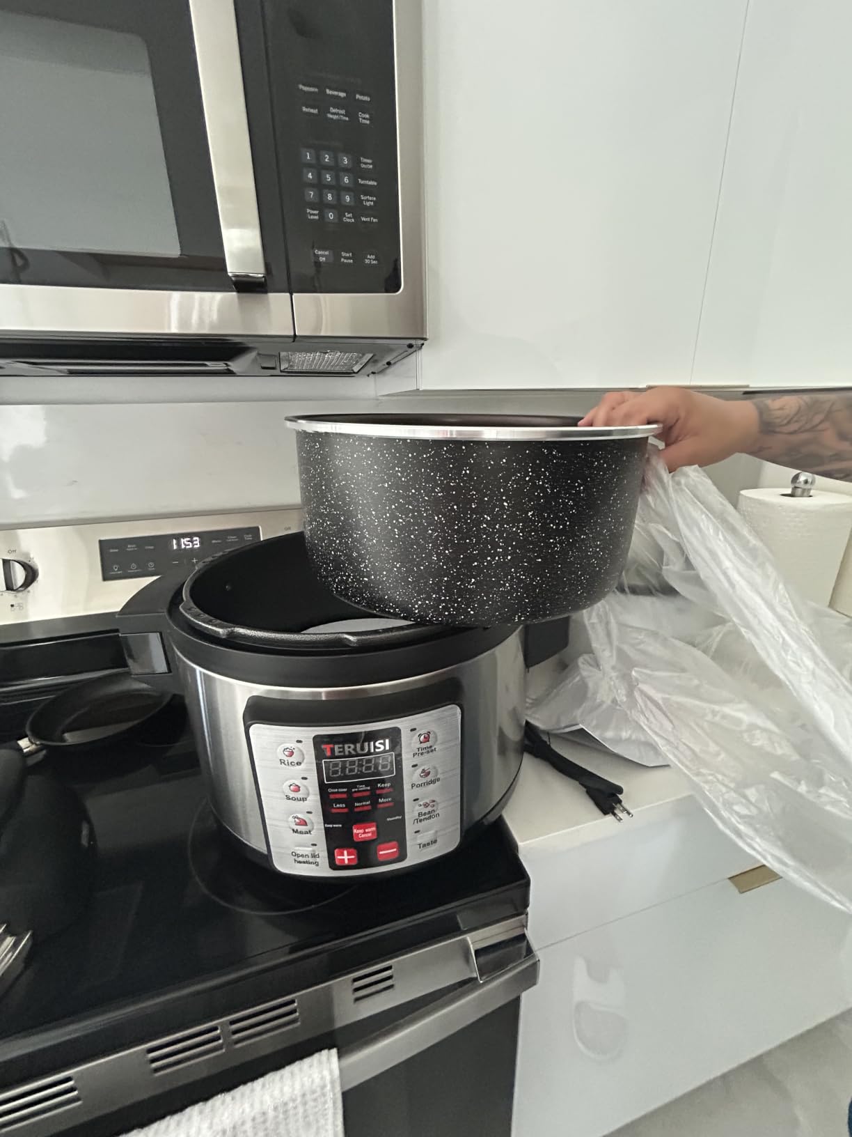 12.7QT/12L Commercial Pressure Cooker, 8-in-1 Multifunctional Large Pressure Cookers, 1400W Electric Pressure Canner with CE Certified, Non-stick, Slow Cooker Rice Maker for 18-28 People,110V customer photo 1