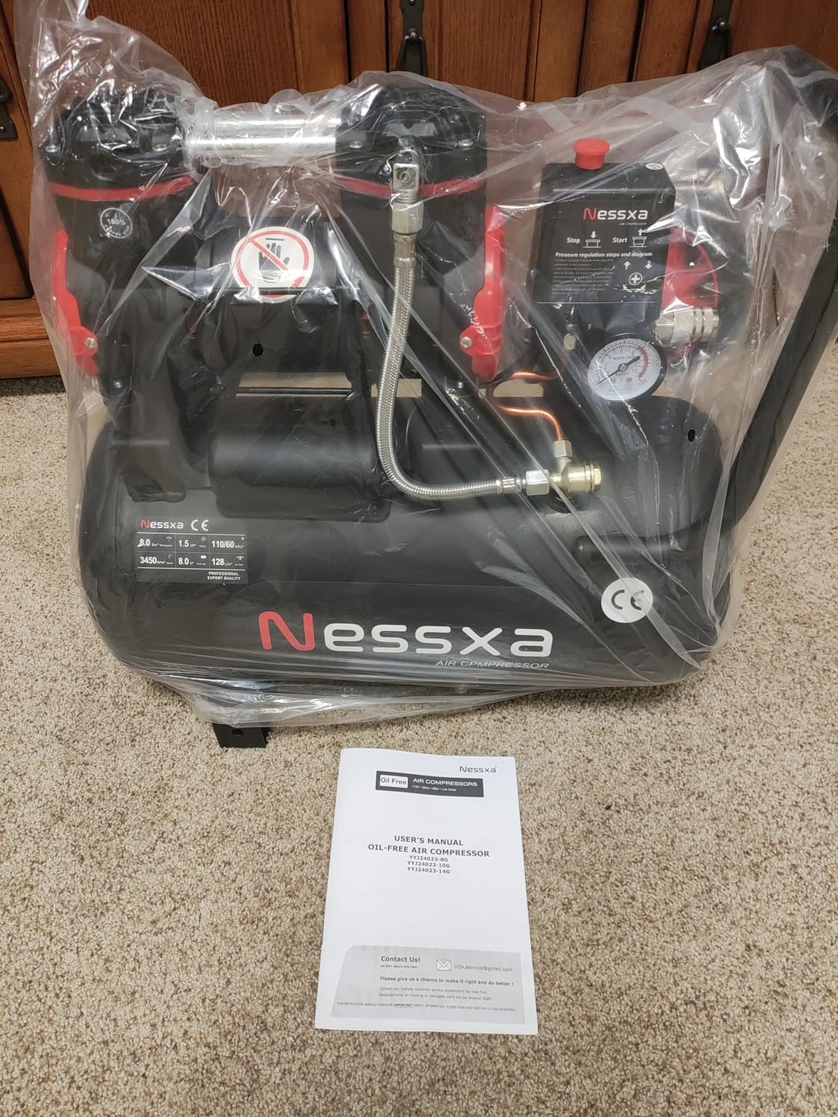 10Gal Ultra Quiet Air Compressor, 3.5 CFM 115 PSI Oil-Free w/ 2 Couplers customer photo 2