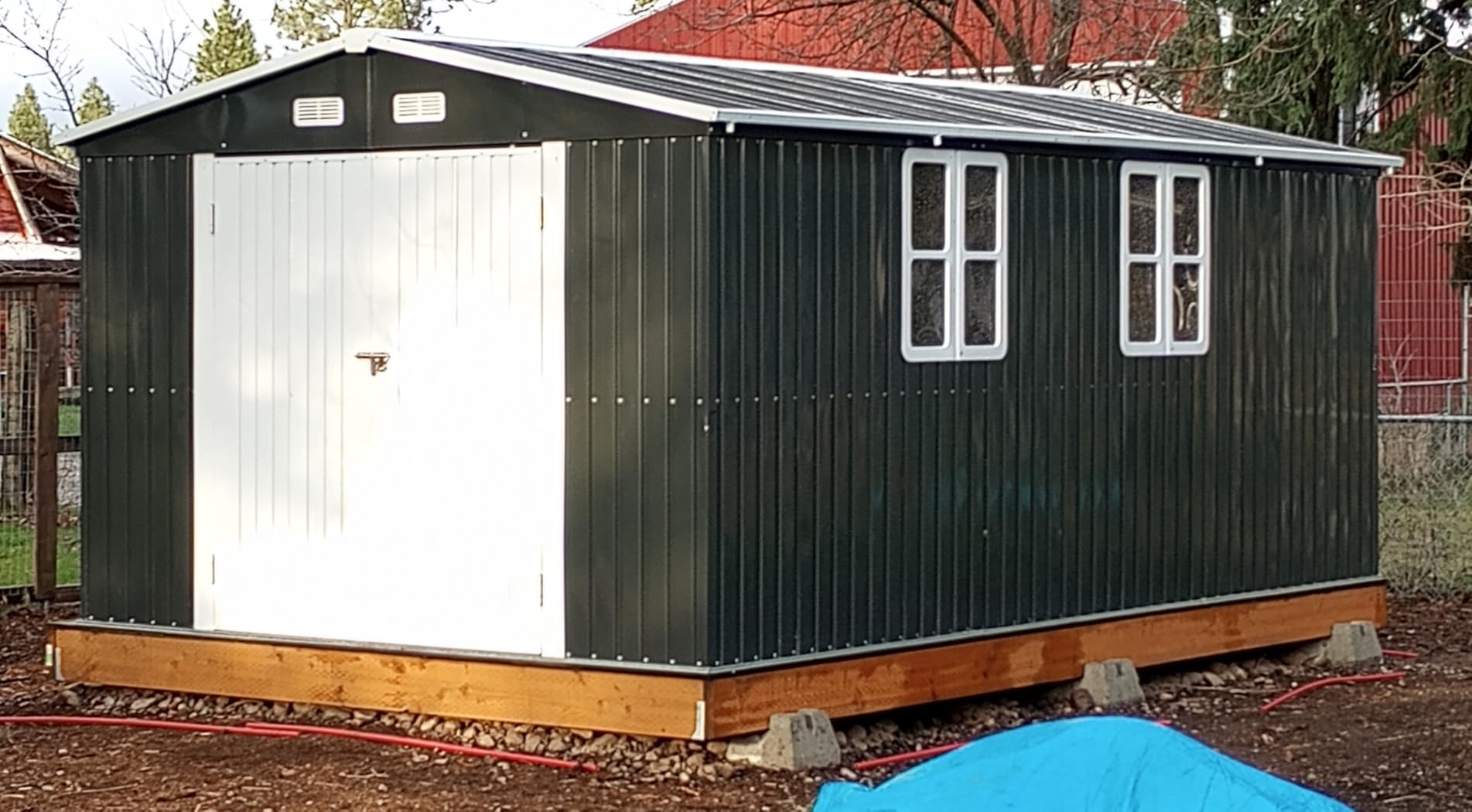AMERLIFE 10x21x7.3 FT Metal Garage Shed with Double Hinged Doors, 4 Windows | Extra Large Outdoor Storage Shed, Heavy Duty Carport for Cars, Midsize SUVs, Bikes and Equipment Storage, Dark Gray customer photo 1