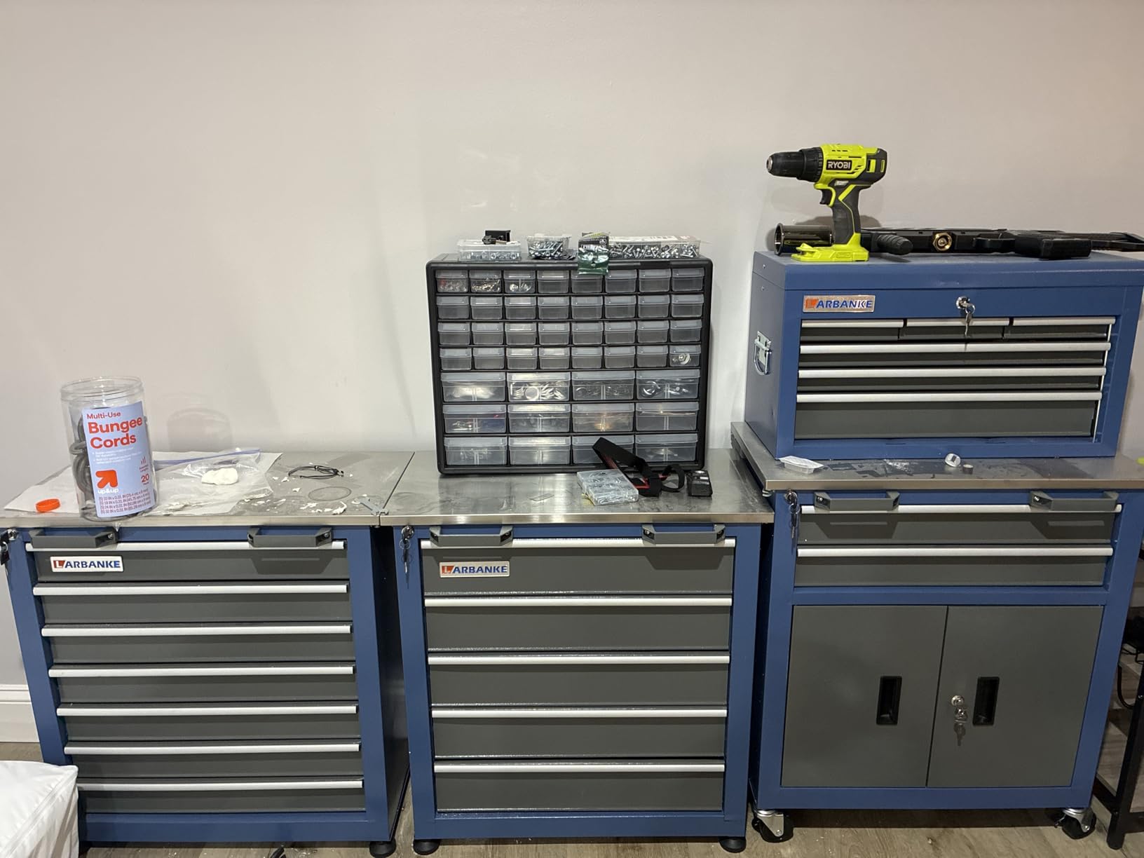 LARBANKE 20 Drawer Rolling Tool Chest Combo,with Wheels & Foot Pads, Blue customer photo 2