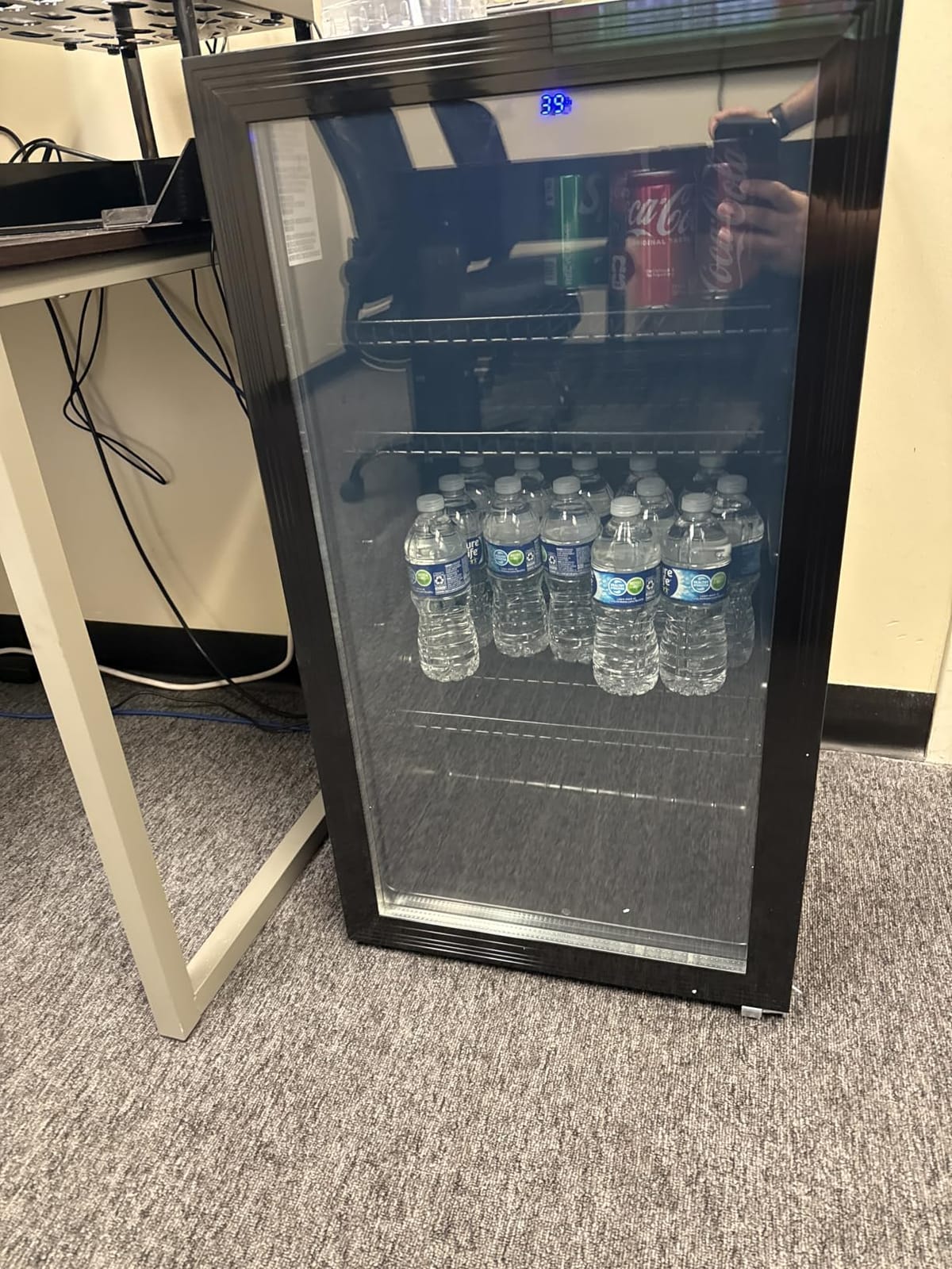 3.1 Cuft Beverage Fridge, 128 Can Mini Fridge, Glass Door, 35–65°F, Black customer photo 1