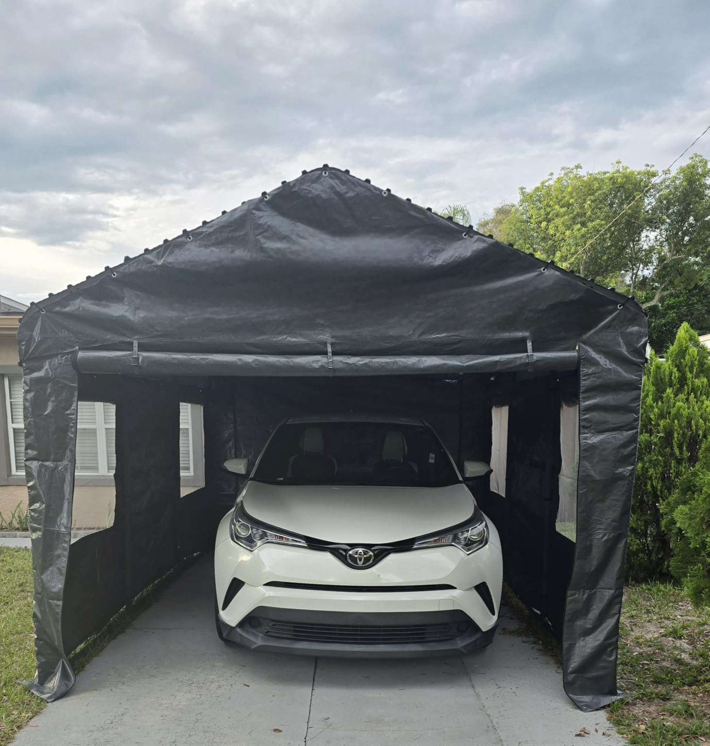 9.5FT Tall Outdoor Metal Garage 13x20FT, Built-in Solar Lights Storage Shed customer photo 1