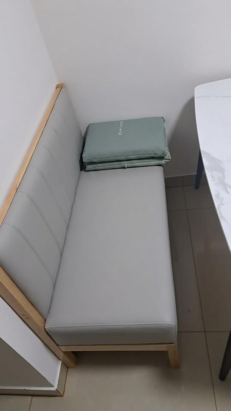 Dining Bench with Back, Booth Seating, Dark Gray PU Leather, 47.2in customer photo 2