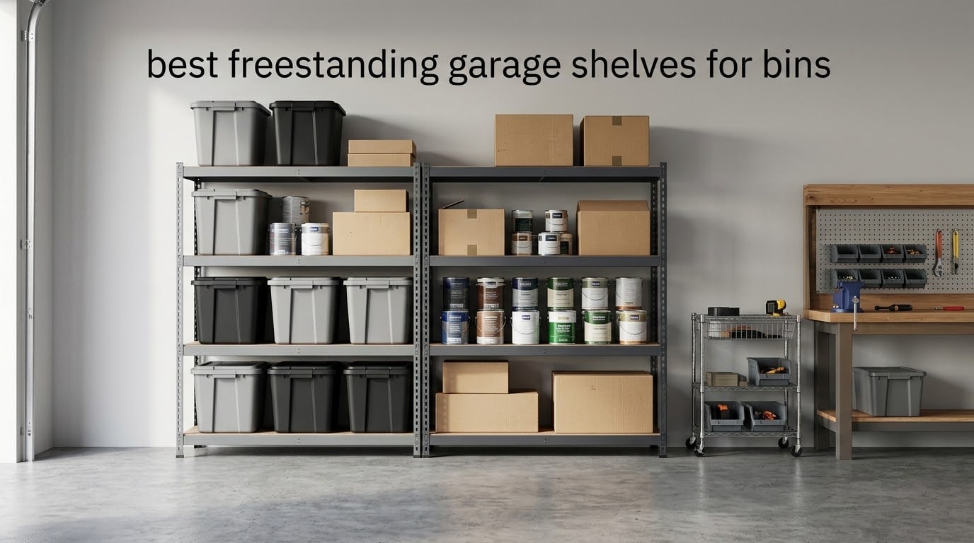 best freestanding garage shelves for bins