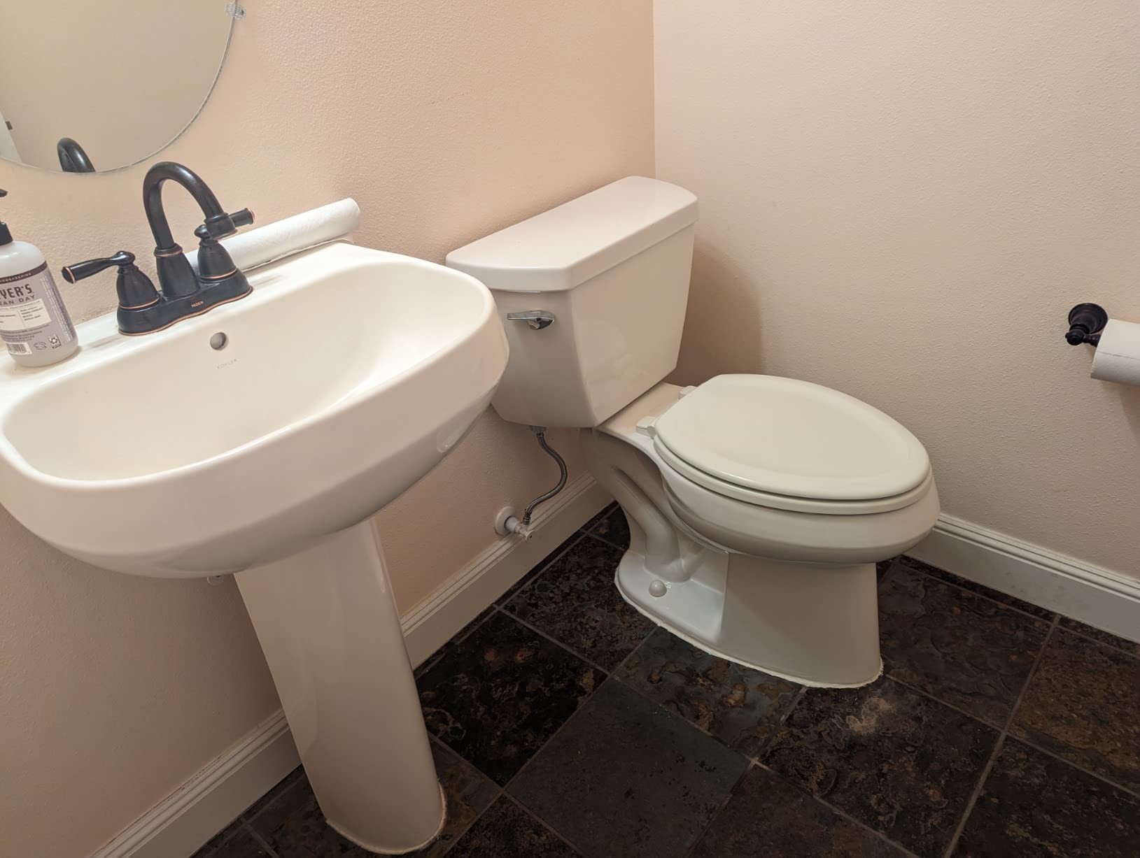 Kohler K-3493-7 Highline Classic Pressure Lite Comfort Height Elongated 1.4 gpf Toilet with Left-Hand Trip Lever, Less Seat, Black Black customer photo 1
