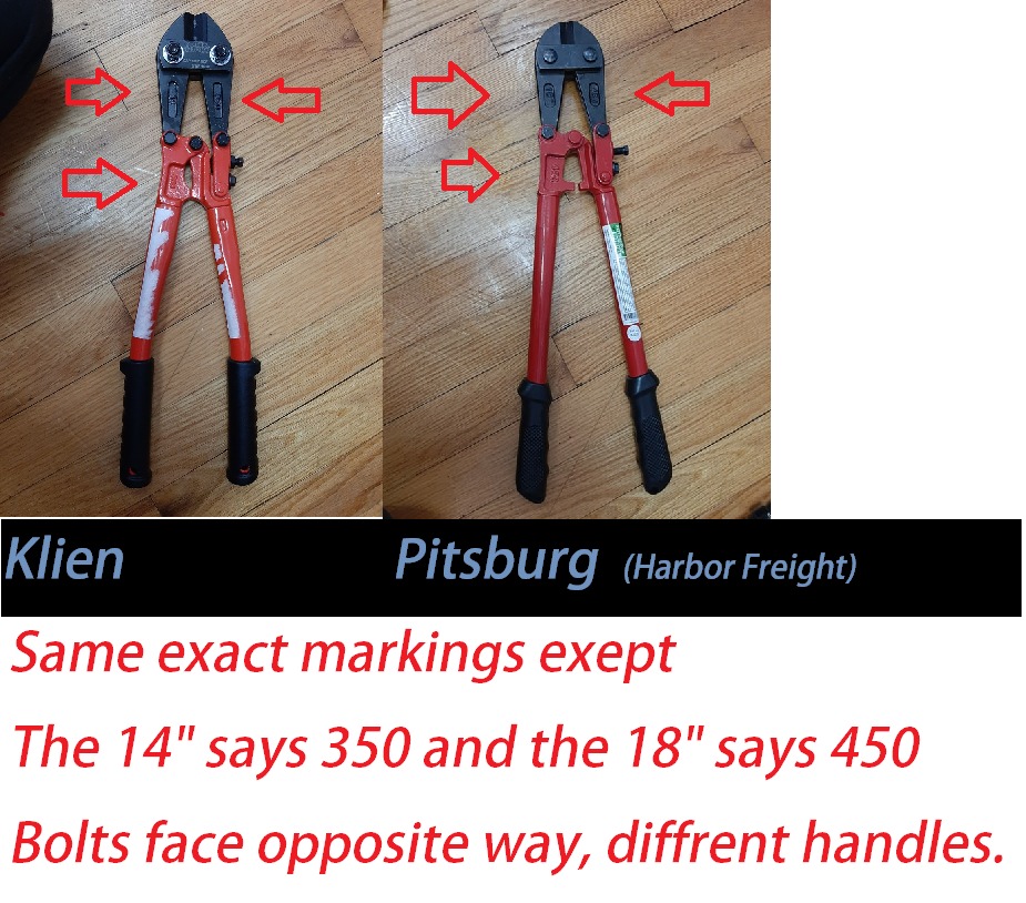 Klein Tools 63314 Bolt Cutter, Bolt Cutters Heavy Duty, 5/16-Inch Soft & Medium, and 3/16-Inch Hard Capacities, Steel Handle, 14-Inch customer photo 2