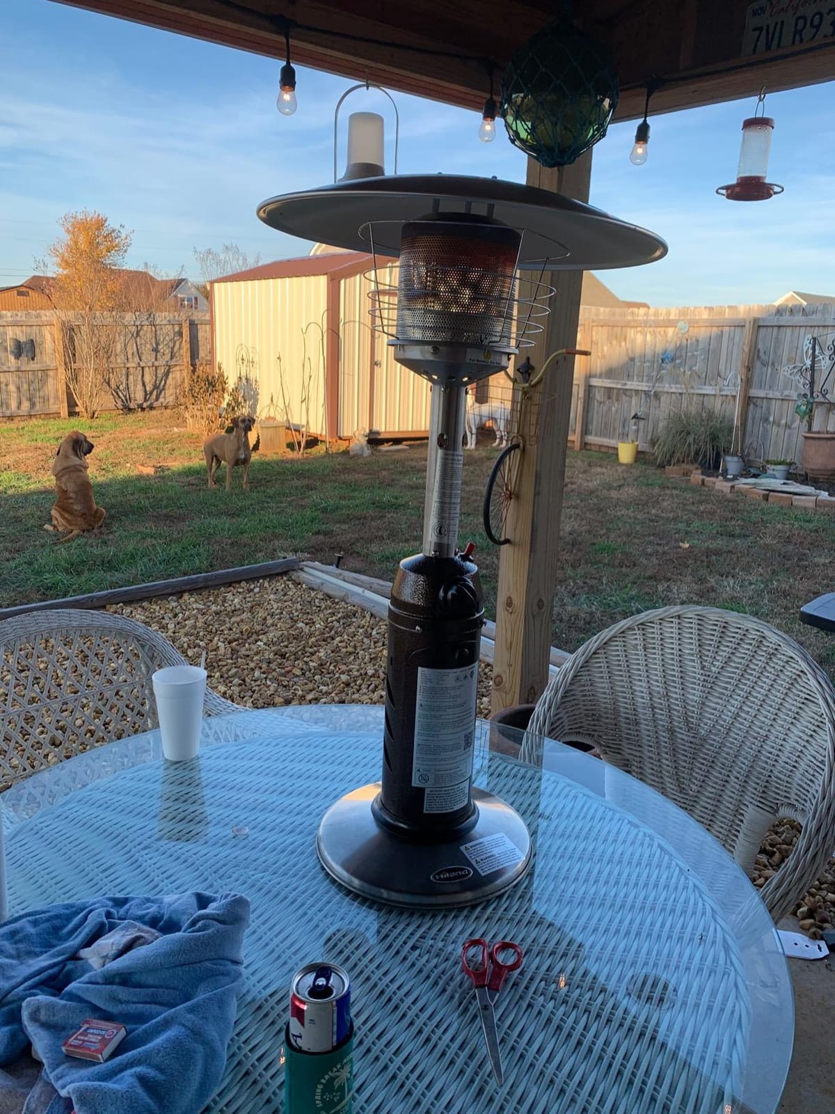 Hiland HLDS032-BB Portable Table Top Patio Heater, 11,000 BTU, Use 1lb or 20Lb Propane Tank, Hammered Bronze customer photo 1