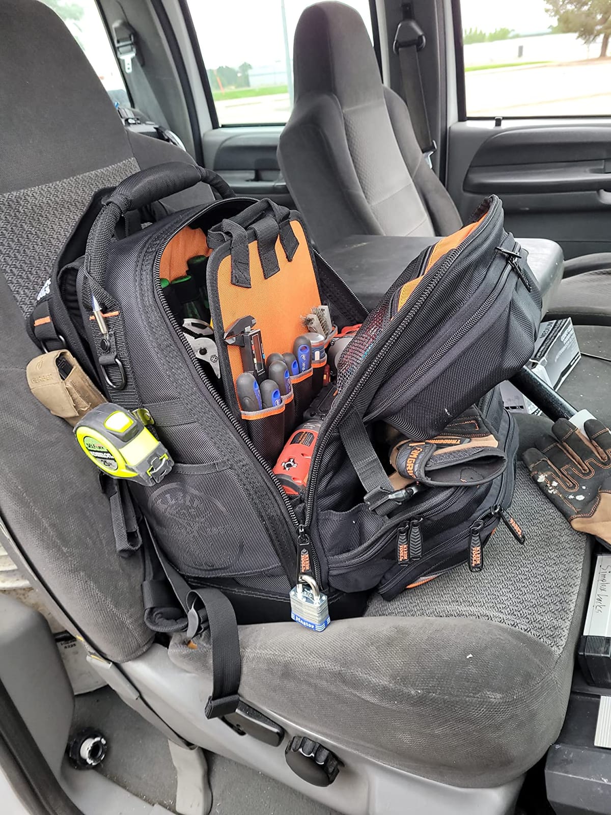 Klein Tools 55485 Tool Bag Backpack, 48 Pockets, Black/Orange/Gray customer photo 2