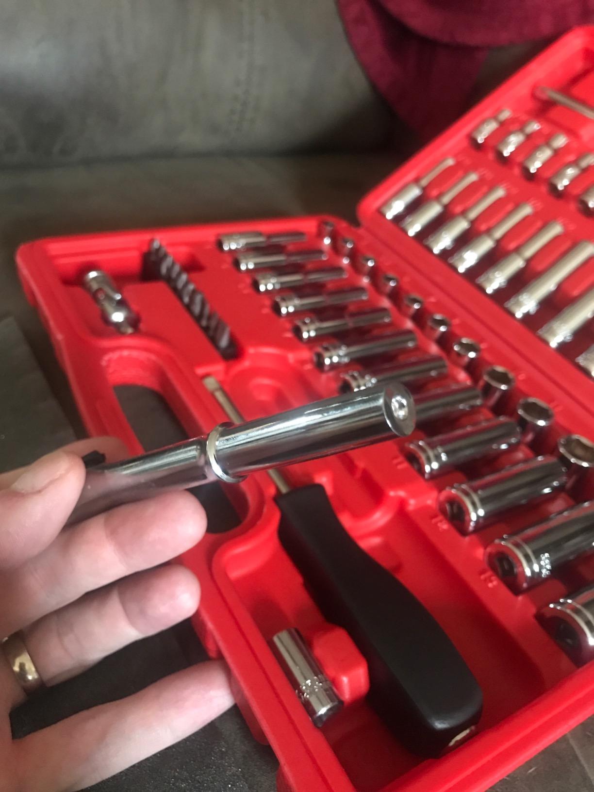 CASOMAN 1/4-Inch Drive Master Socket Set with Ratchets, Adapters, Extensions with 1/4’‘ Dr. Bits Set, Inch/Metric, 6-Point, 5/32-Inch - 9/16-Inch, 4 mm - 14 mm, 62-Piece 1/4