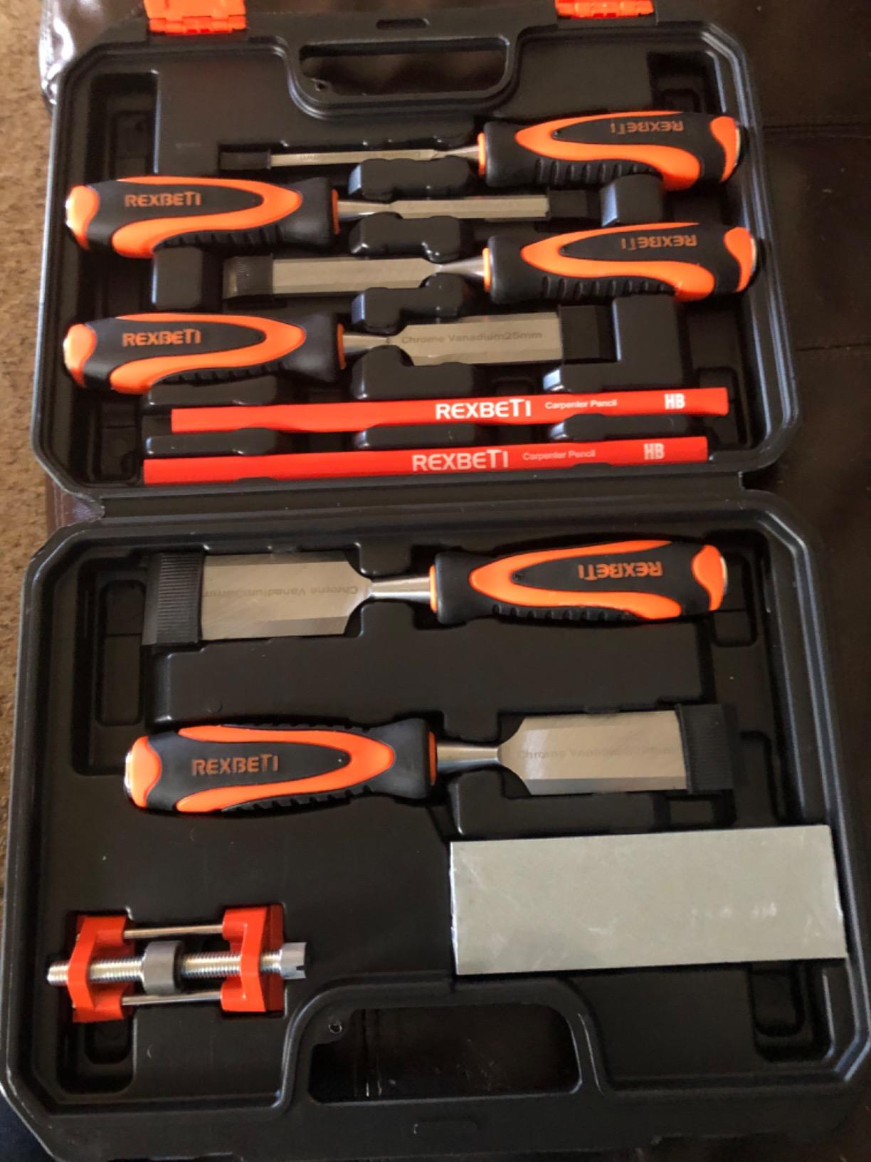 REXBETI 10pcs Wood Chisel Set, Heat-Treated Cr-V Alloy Blades Chisel Set customer photo 2