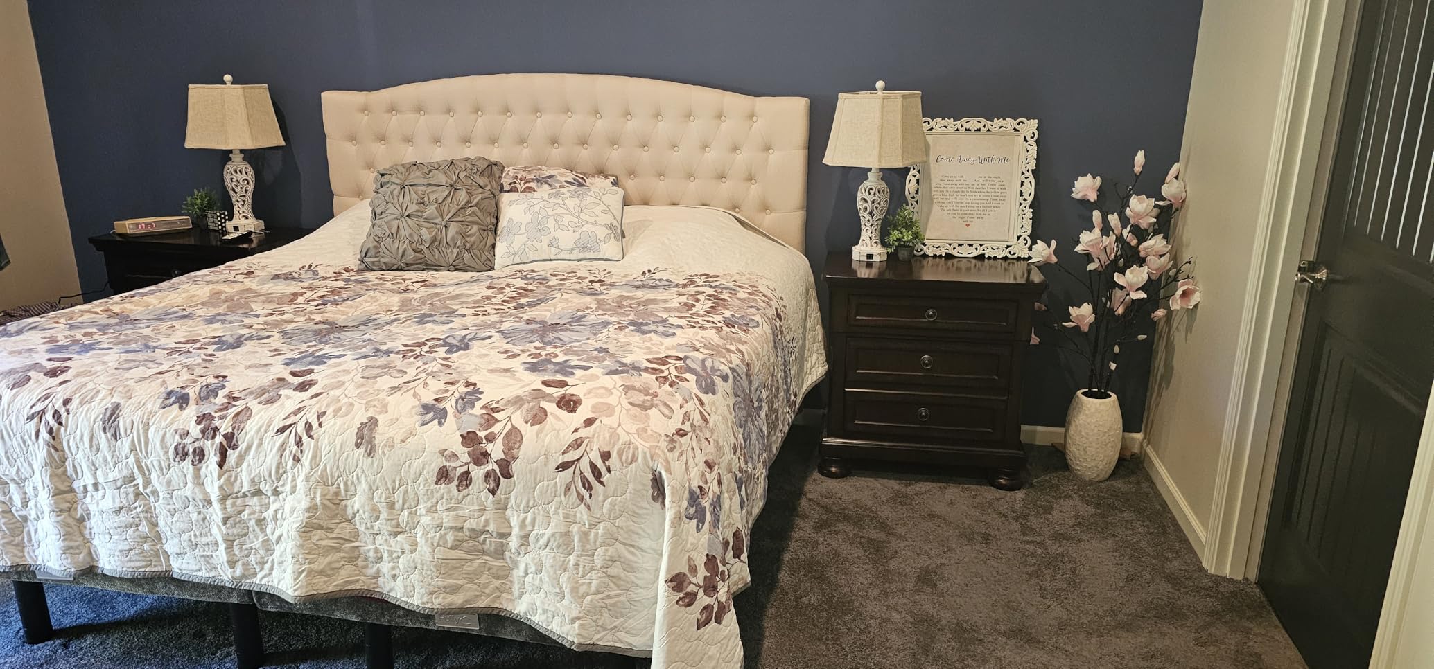 24KF Upholstered Tufted Button Linen Fabric Headboard,Comfortable Fashional Headboard King/CA King Size,Ivory customer photo 1