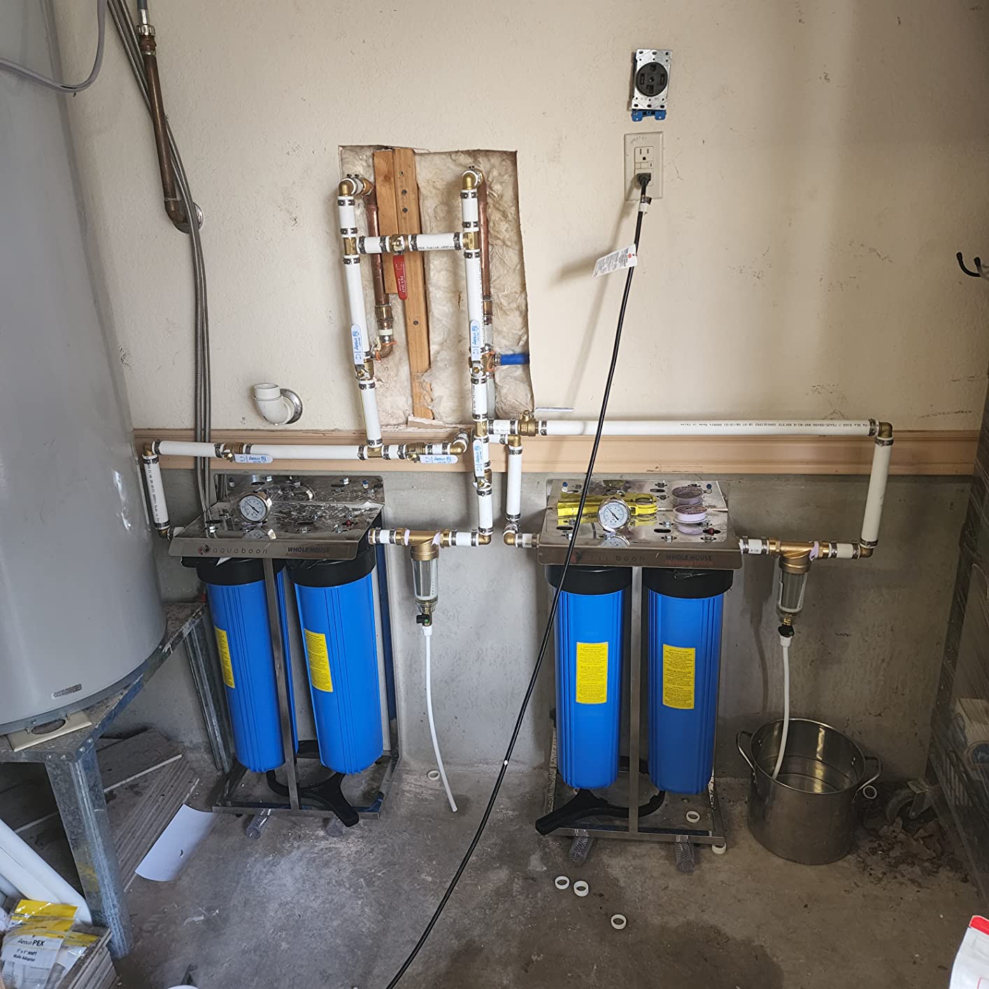2-Stage Water Filter System 20x4.5 inch Comes with Sediment & Carbon Filters | Prefilter, Wrench, Gauge & Release, Freestanding Steel Frame Included customer photo 2
