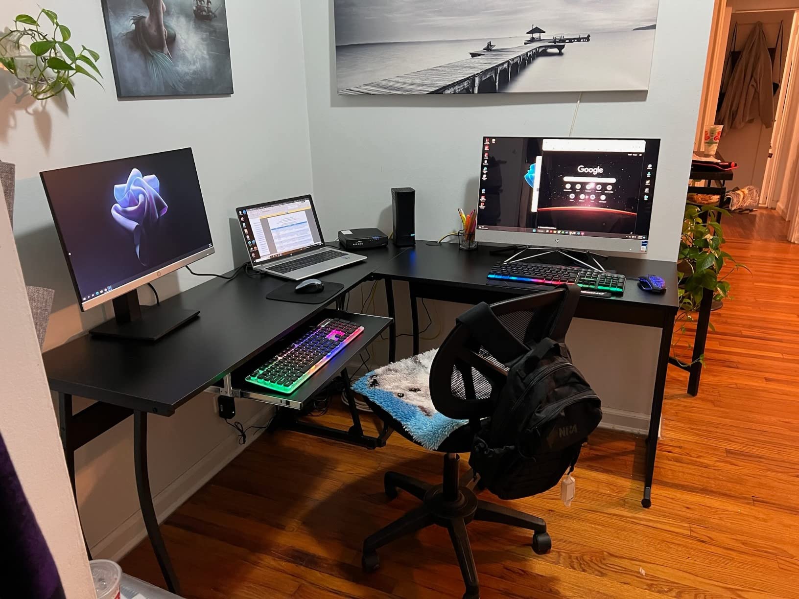 RIF6 L-Shaped Modern Gaming Desk, Keyboard Tray & Cable Management, Black customer photo 2