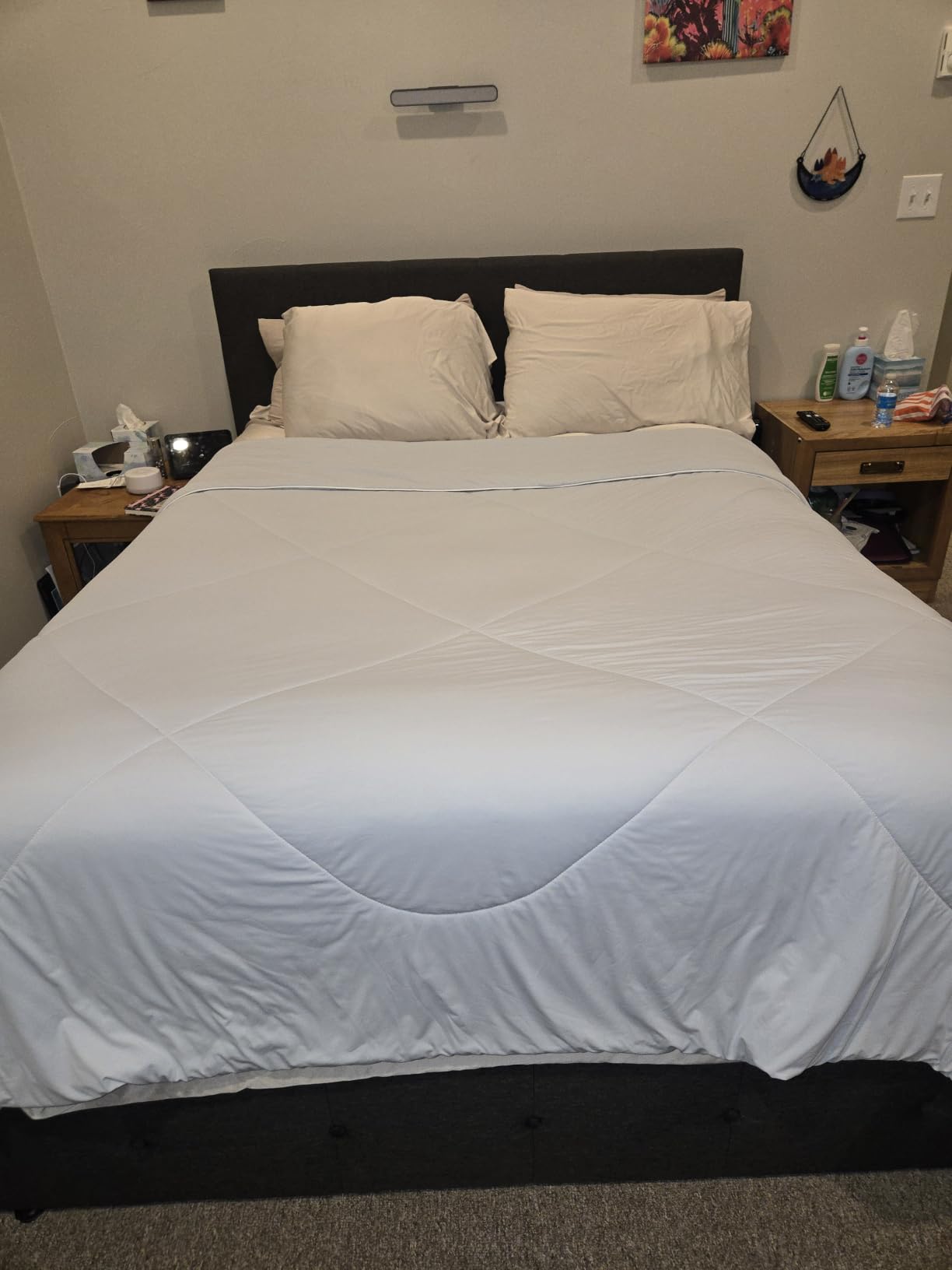 Allewie Queen Size Storage Bed Frame with 4 Underbed Drawers, Upholstered Platform Bed with Adjustable Headboard, Square Button Tufted, Easy Assembly, Noise-Free, No Box Spring Needed, Dark Grey customer photo 1