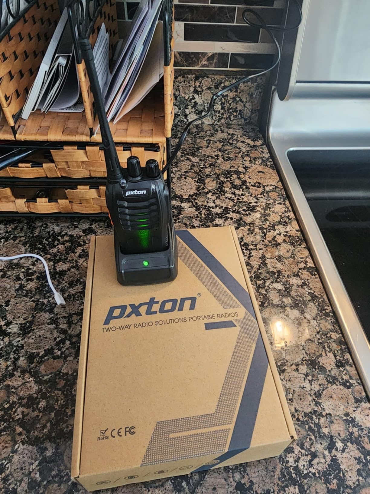 pxton Walkie Talkies Long Range for Adults with Earpieces,16 Channel Walky Talky Rechargeable Handheld Two Way Radios with Flashlight Li-ion Battery and Charger（4 Pack） customer photo 2
