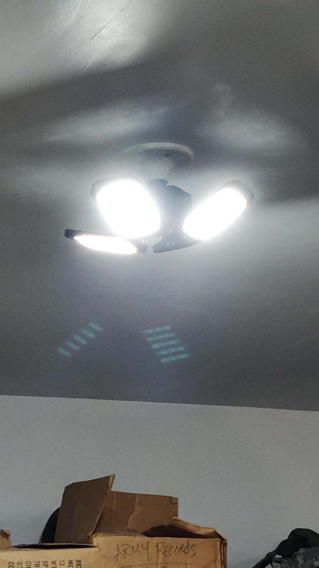 Tudoccy LED Garage Light 4 Pack, 120W Ultra Bright LED Shop Light with 4 Adjustable Panels, 18000LM E26/E27 Base Deformable Ceiling Fixtures for Garage, Workshop, Attic, Basement, Barn (Black-4 Pack) customer photo 1