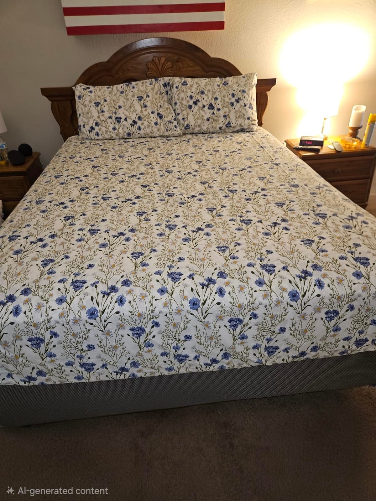 RUVANTI 100% Cotton Queen Sheets, Percale Queen Sheet Set, Sweet Pea customer photo 2