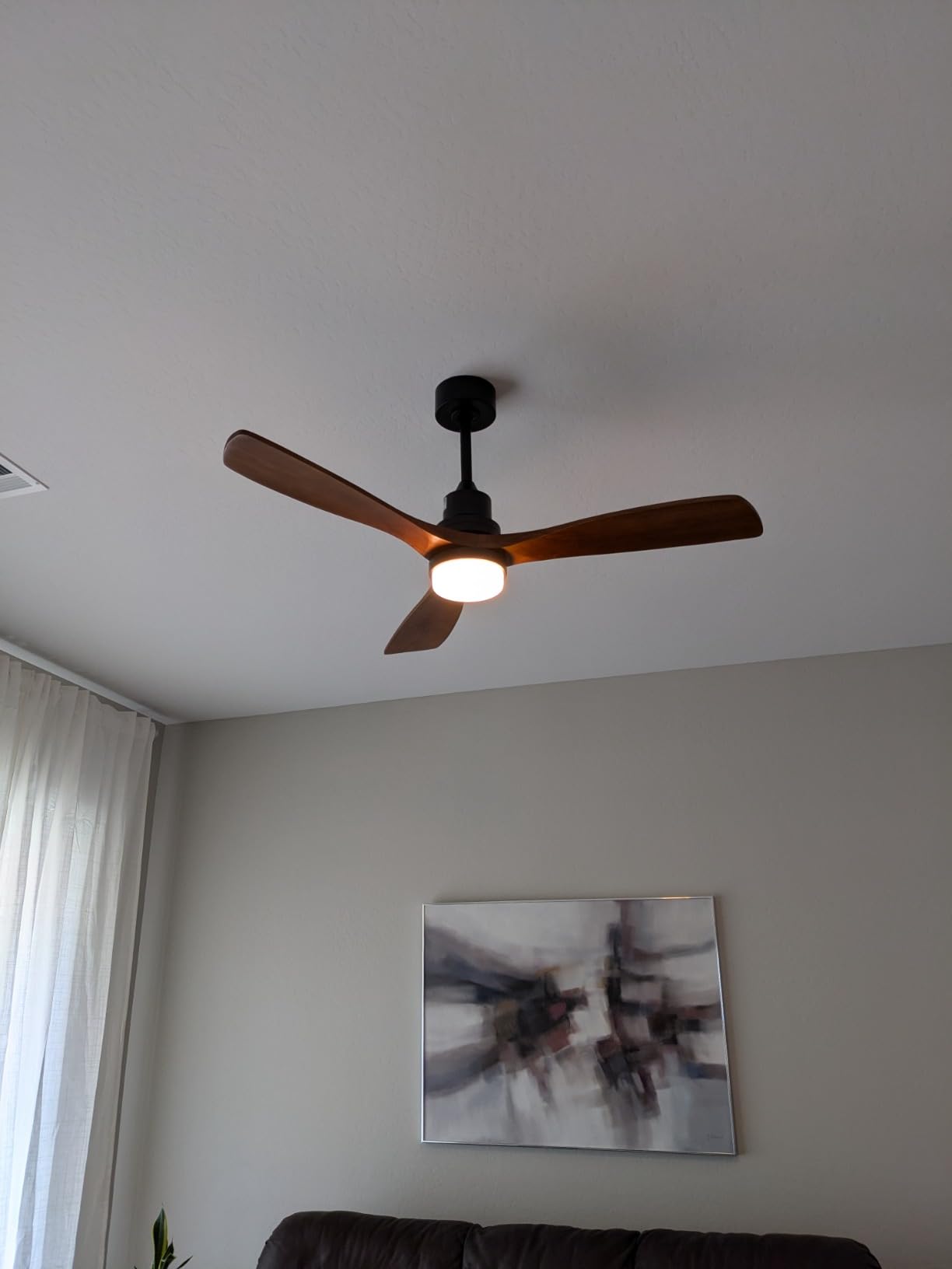 Sofucor 52 Inch Solid Wood Ceiling Fans With Lights, Low Profile Ceiling Fan with Light and Remote, Reversible Quiet DC Motor, Indoor/Outdoor 3 Blade Ceiling Fan Light for Bedroom Farmhouse Patio customer photo 2