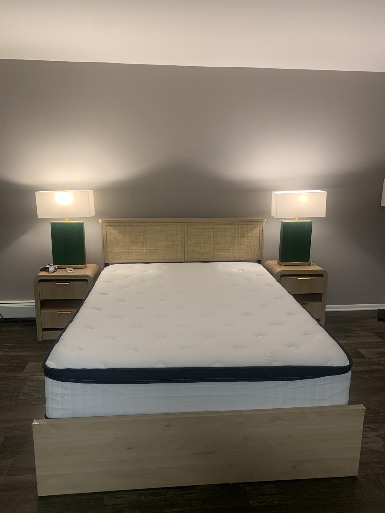 Yechen Queen Bed Frame with Natural Rattan Headboard and Wooden 4 Storage Drawers, Metal Platform with Strong Wooden Slats Support, Boho Cane Bed Mattress Foundation, No Box Spring Needed customer photo 1