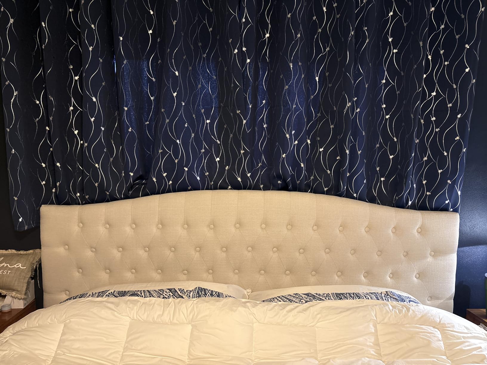 Befurtori King Headboard Only, Linen Classic Tufted Design, Ivory customer photo 2