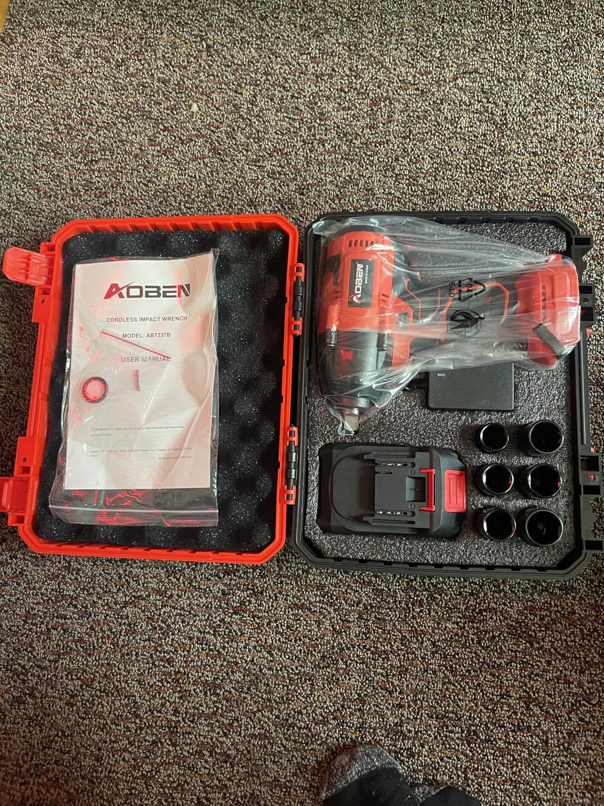 AOBEN Cordless Impact Wrench 1/2 Inch, Power Impact Gun Kit, Max 600N. M/450Ft-lbs High Torque Electric Impact Driver for Car RV Tire, 4.0Ah Battery, Charger, 6 Sockets & Storage Tool Case customer photo 2