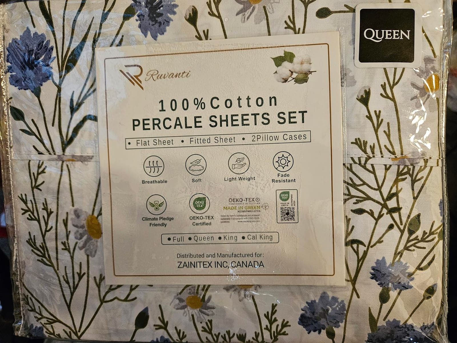 RUVANTI 100% Cotton Queen Sheets, Percale Queen Sheet Set, Aroma customer photo 2