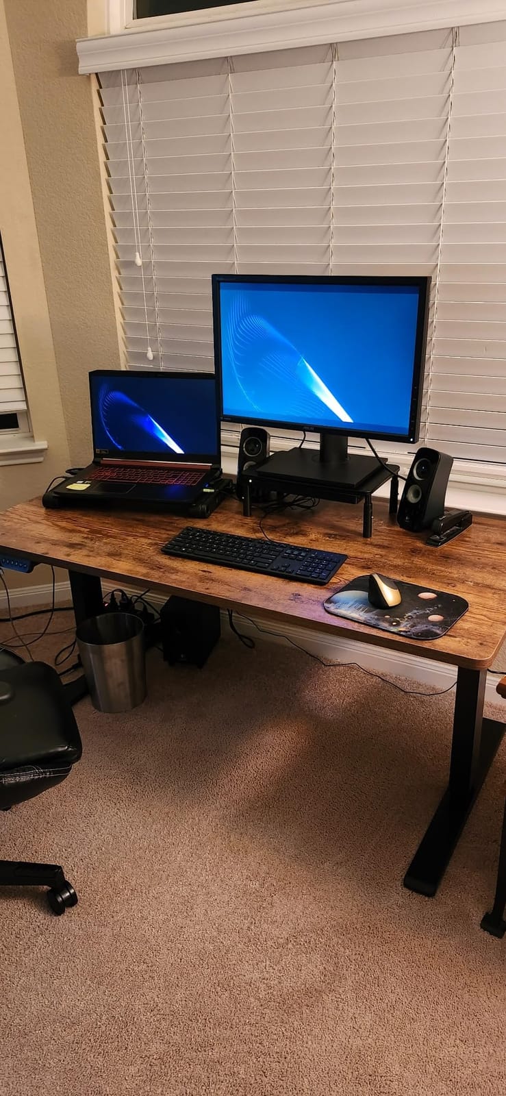 FLEXISPOT E6 3-Stage Dual Motor Electric Standing Desk 55 x 28 Sit Stand Up Desk, Holds 220 lbs, Adjustable Height w/Memory Presets, One-Piece Special Walnut Desktop & Black Frame, Ships in 2 Boxes customer photo 2