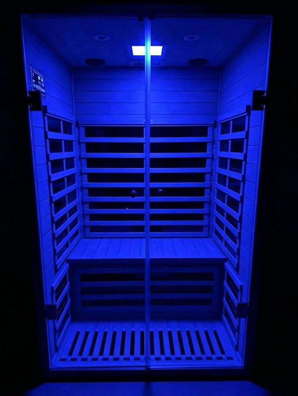Smart Indoor Home Sauna 0-5mG Ultra Low Emf Far Infrared Sauna 2-3 Person, 1520w Hemlock Wooden Saunas Room with APP & LCD Control Panel, Bluetooth Speaker, Chromotherapy Lights, Thermal Cover customer photo 2