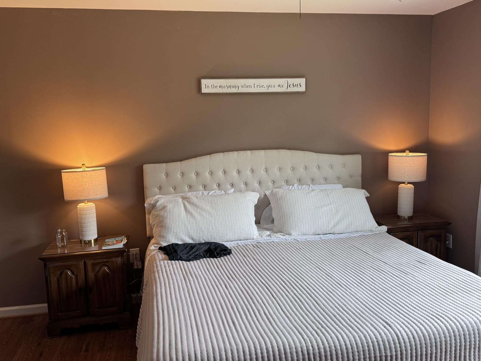 Furpopup Linen King Size Headboard Only, Upholstered Wall Mount, Ivory customer photo 2
