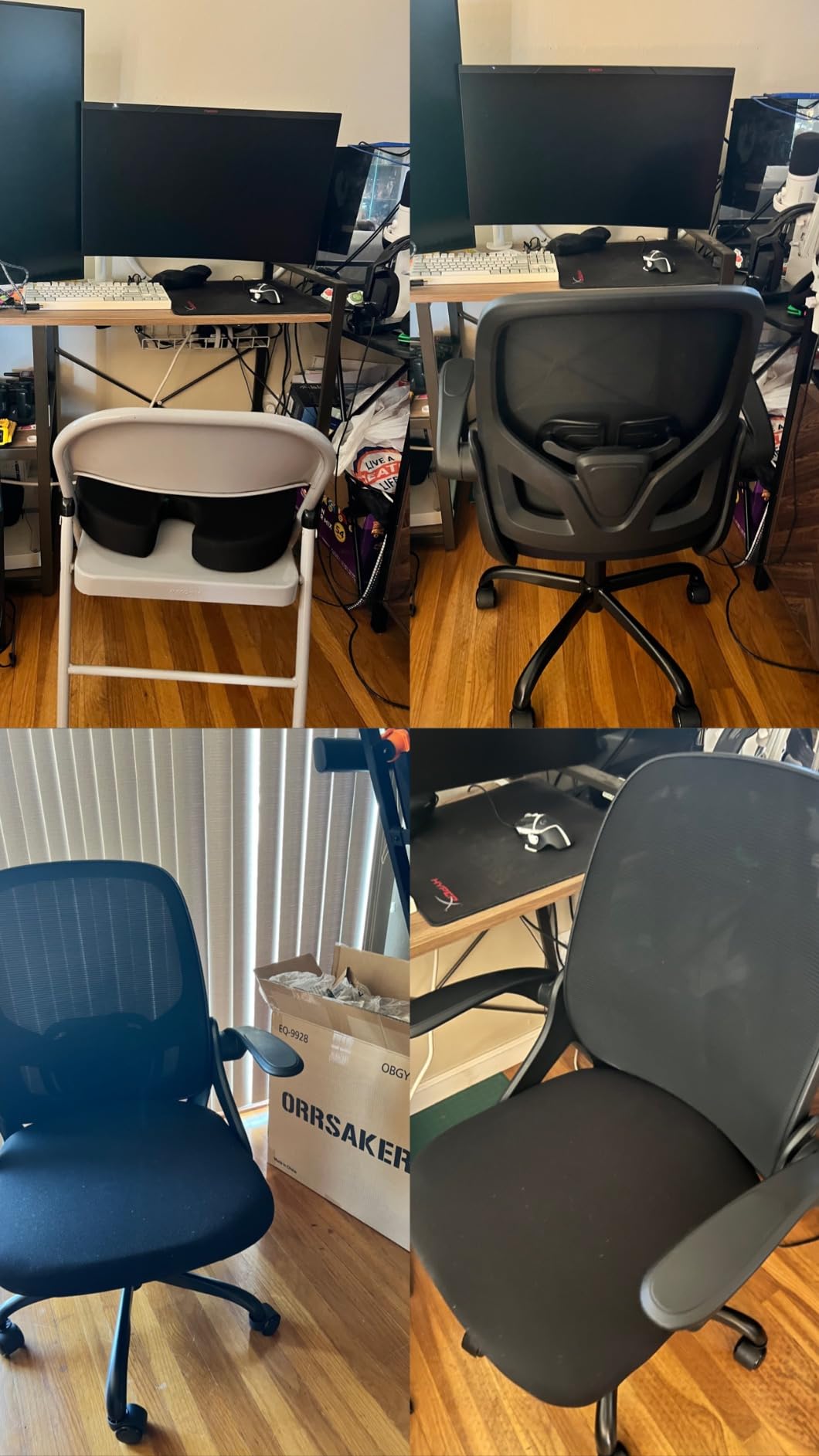 ORRSAKER Drafting Chair, Tall Office Chair with Flip-up Arms, Mesh Ergonomic Computer Standing Desk Chair with Adjustable Height Foot Ring and Lumbar Support, 300 LBS Capacity, Black customer photo 2