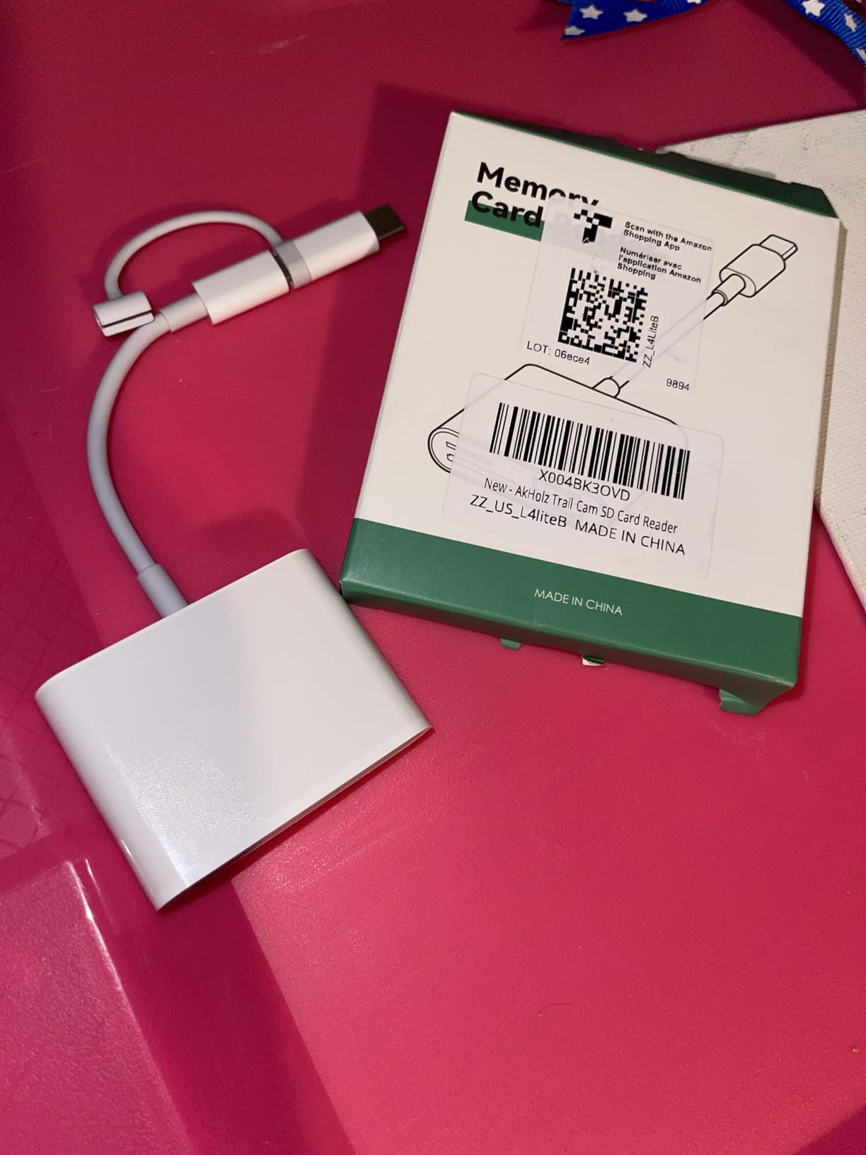 AkHolz SD Card Reader for iPhone iPad Built-in Lightening & USB-C Dual Connectors Card Adapter with SD MicroSD USB-A 3 Slots Trail Camera Memory Card Viewer, Portable No App Required Plug and Play customer photo 1