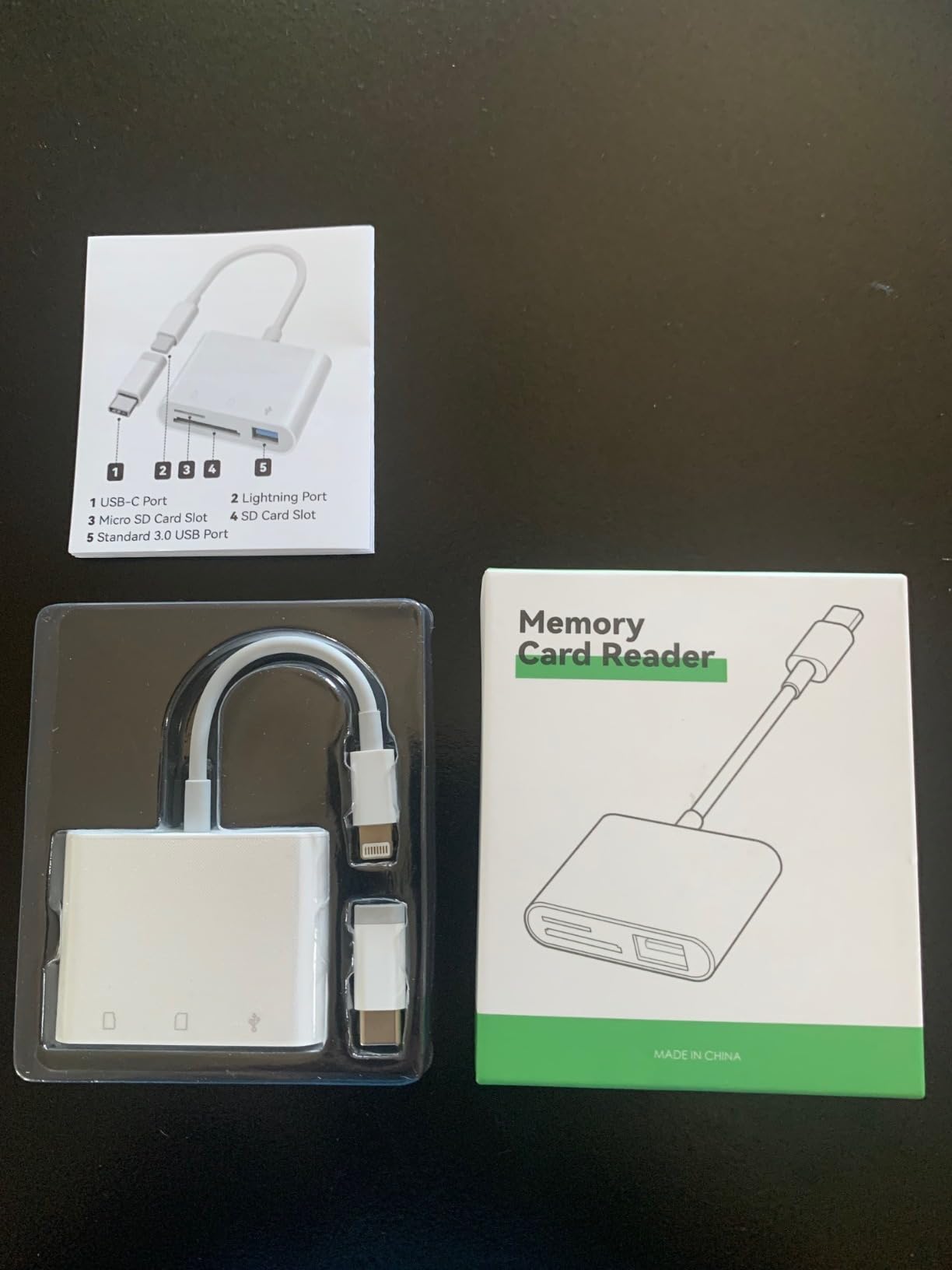AkHolz SD Card Reader for iPhone iPad Built-in Lightening & USB-C Dual Connectors Card Adapter with SD MicroSD USB-A 3 Slots Trail Camera Memory Card Viewer, Portable No App Required Plug and Play customer photo 2