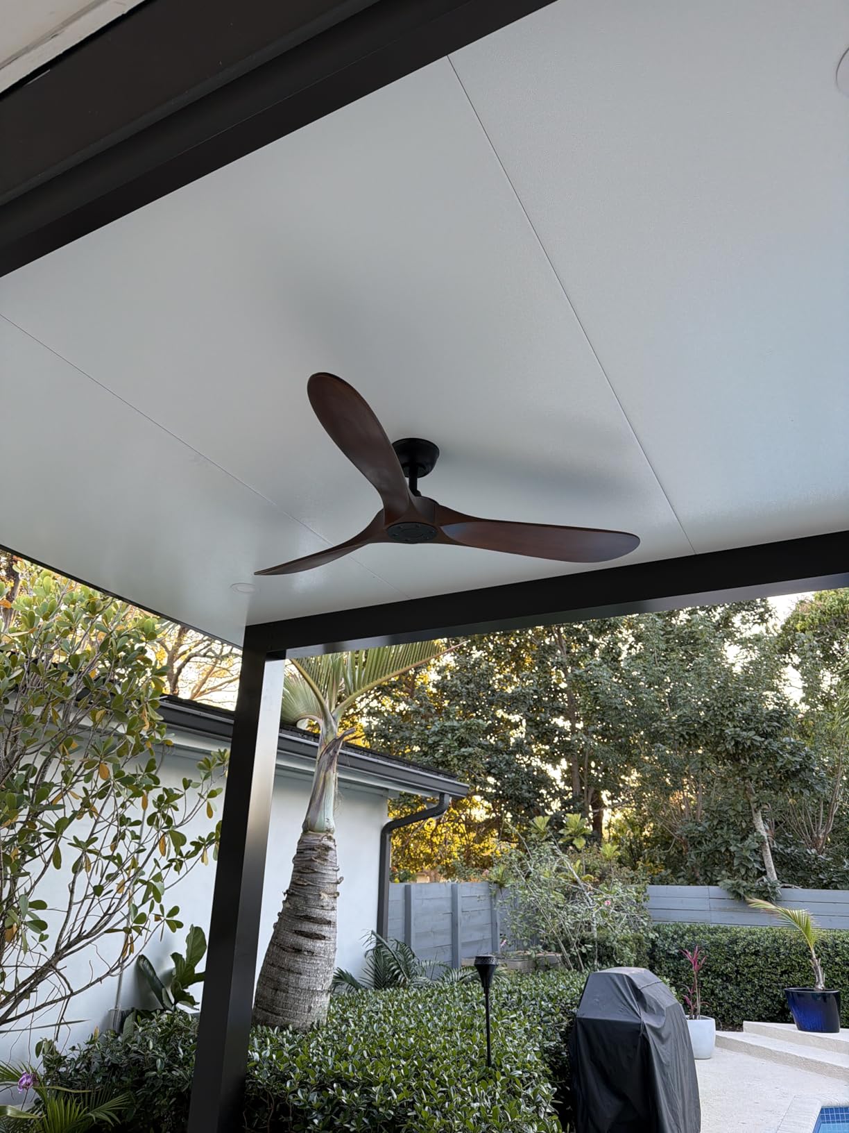 Haipeel Wood Ceiling Fans without Lights, 84 Inch Extra Large Ceiling Fan no Light with Remote, High CFM Indoor Outdoor Ceiling Fan no Light 3 Blade Propeller for Patios Farmhouse Garage, Dark Walnut customer photo 1