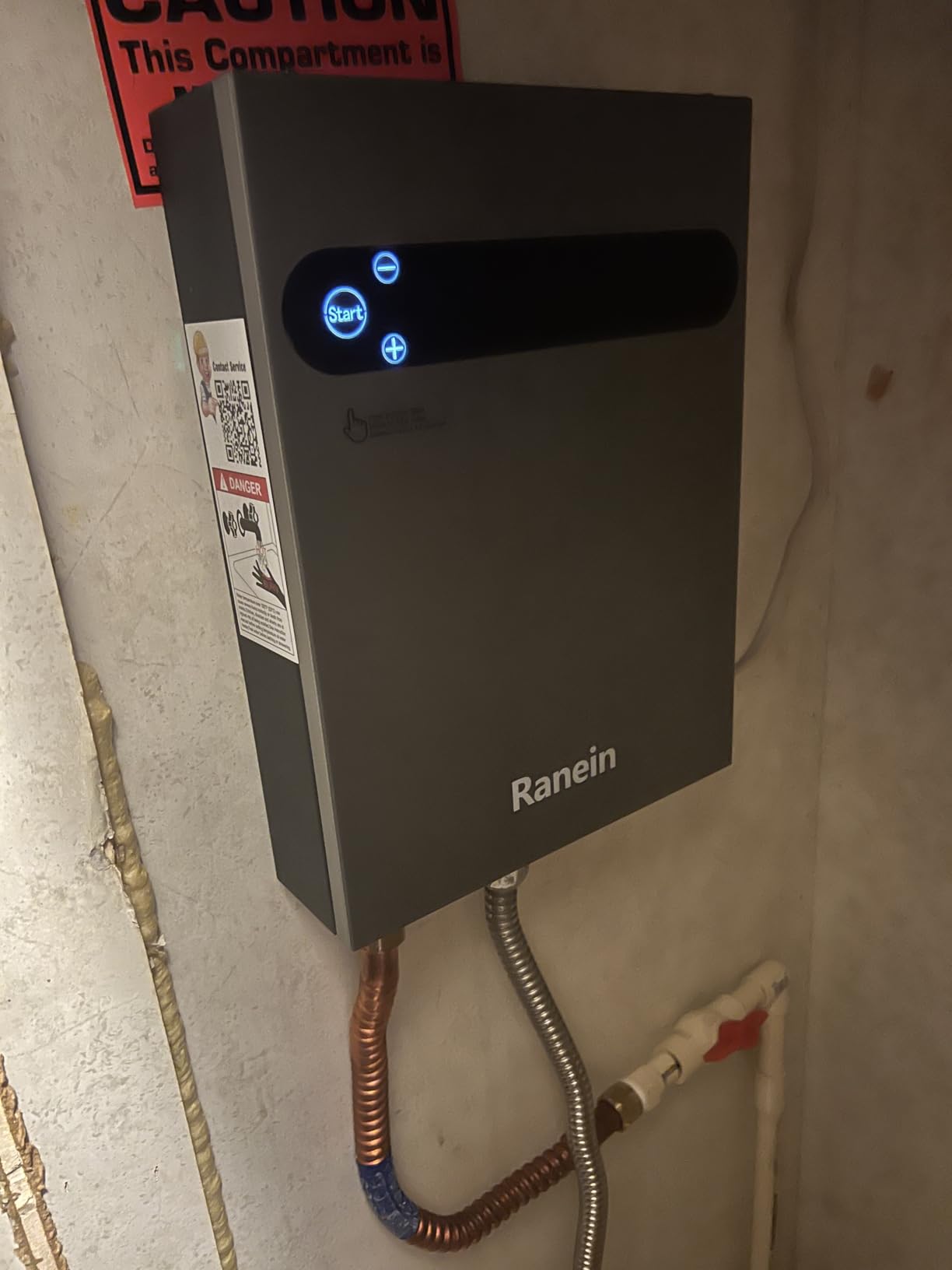 Ranein 13kW Tankless Electric Water Heater, Max 3.1 GPM, 240V, LED Display customer photo 1