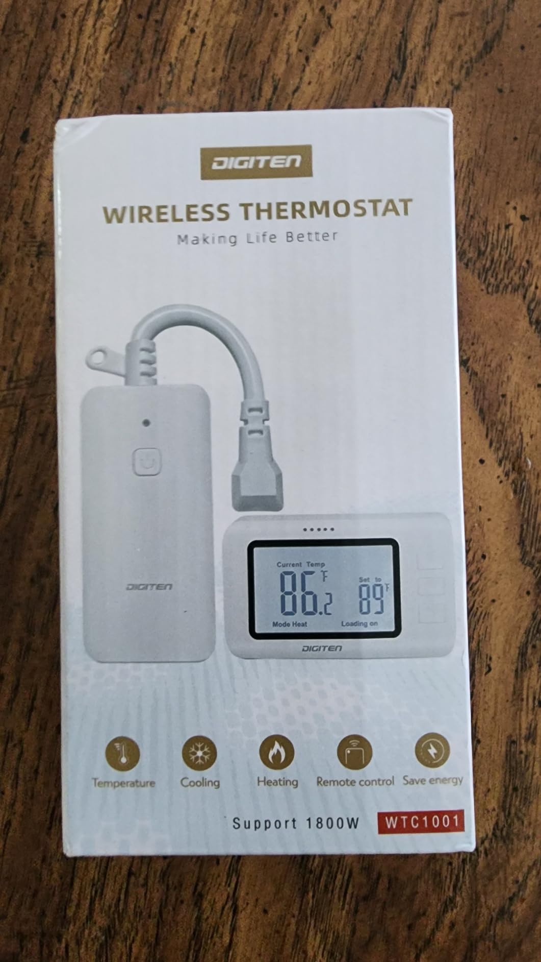 DIGITEN Wireless Thermostat Outlet 1800w for Space Heater, Fan, AC customer photo 2