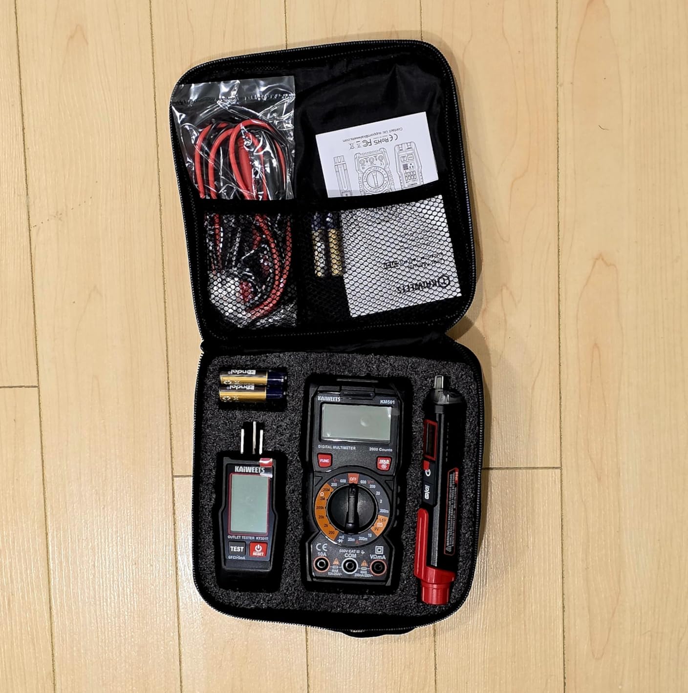 KAIWEETS Electrical Test Kit KIT01, Digital Multimeter, Smart Non-Contact Voltage Tester & GFCI Outlet Tester with LCD, Complete Set with Carrying Case & Batteries for Electrician, DIY & HVAC customer photo 1
