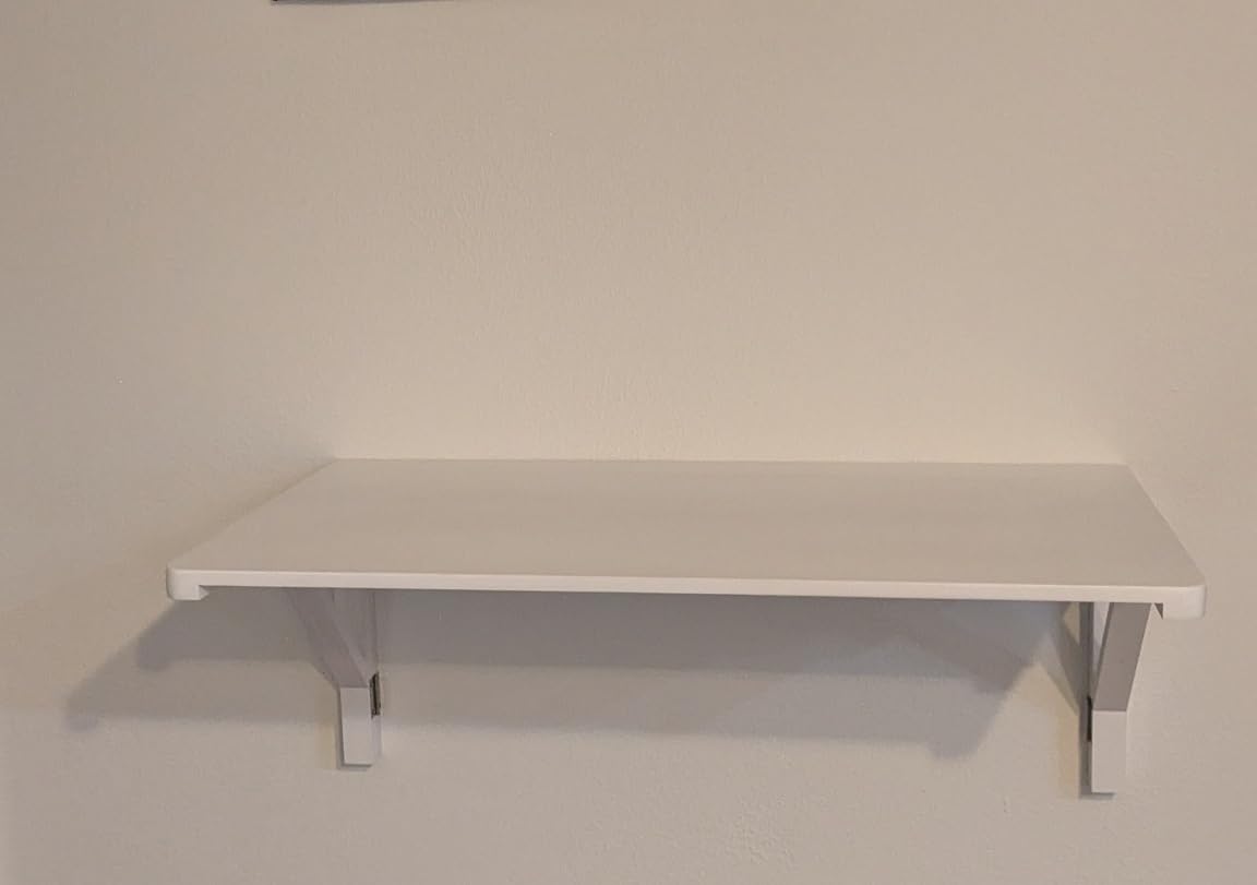MM MELISEN Wall Mounted Desk - 32x24 Inch, Walnut Finish Solid Wood Desk for Bedroom Office or Laundry Room. Folds Down for laptops, up for Space. Ideal for Apartments, dorms, and Small Homes customer photo 2