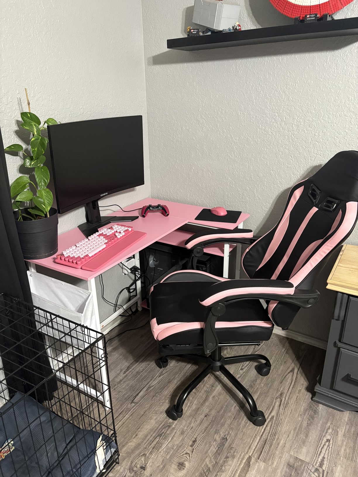 Pamray 40 Inch L Shaped Computer Desk with Reversible Side Storage Shelves, Small Corner Desk for Small Space Home Office, Writing Study Table PC Desk for Bedroom, White customer photo 2