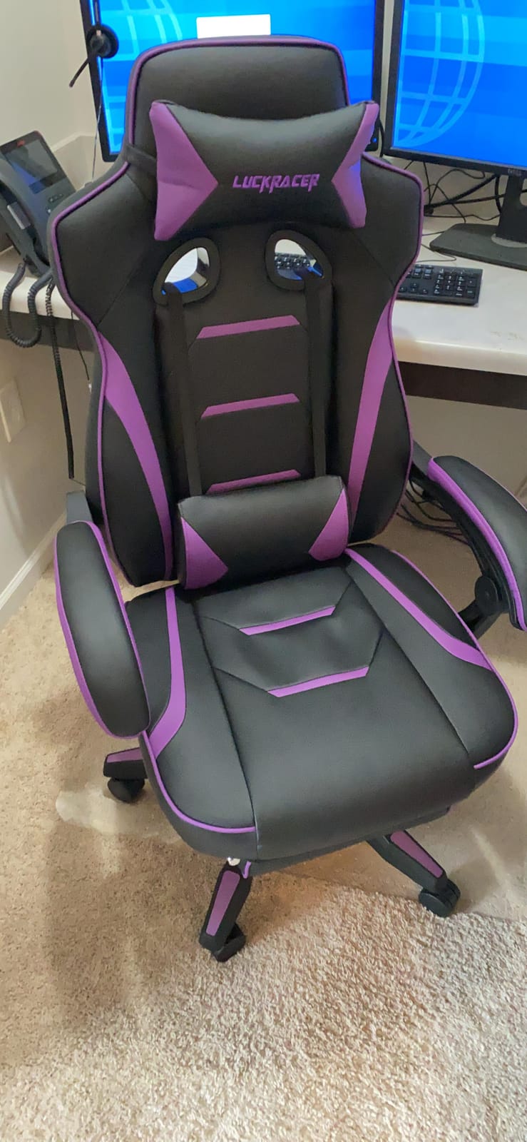 LUCKRACER Big and Tall Gaming Chair, 350Lbs Heavy Duty Office Chairs High Back Computer Chairs with Foot Rest Wide Cushion Lumbar Support Desk Chair Comfy for Adults Breathable Fabric, Black customer photo 2