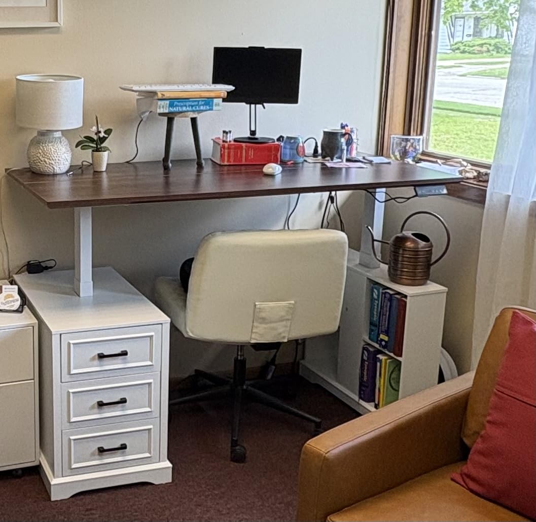 SEDETA 98.4'' Standing Two Person Desk with 3 Drawers, Storage Cabinet customer photo 1