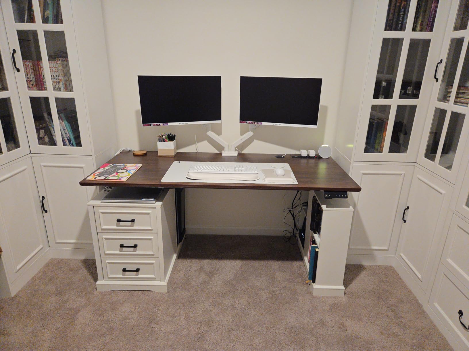 SEDETA 98.4'' Standing Two Person Desk with 3 Drawers, Storage Cabinet customer photo 2